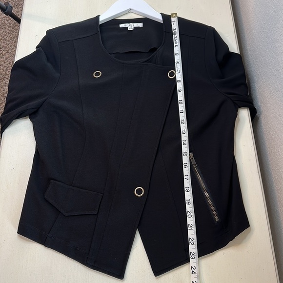 CAbi  Black Ponte Knit Moto Jacket 615 Size Medium‎ - Picture 12 of 13